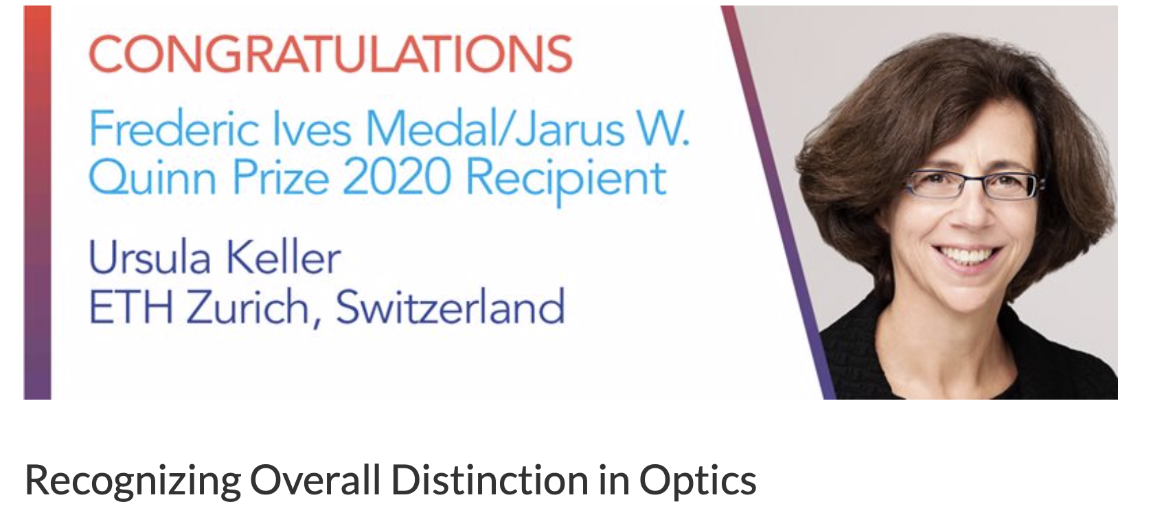 OSA Frederic Ives Medal/Jarus W. Quinn Prize (2020)